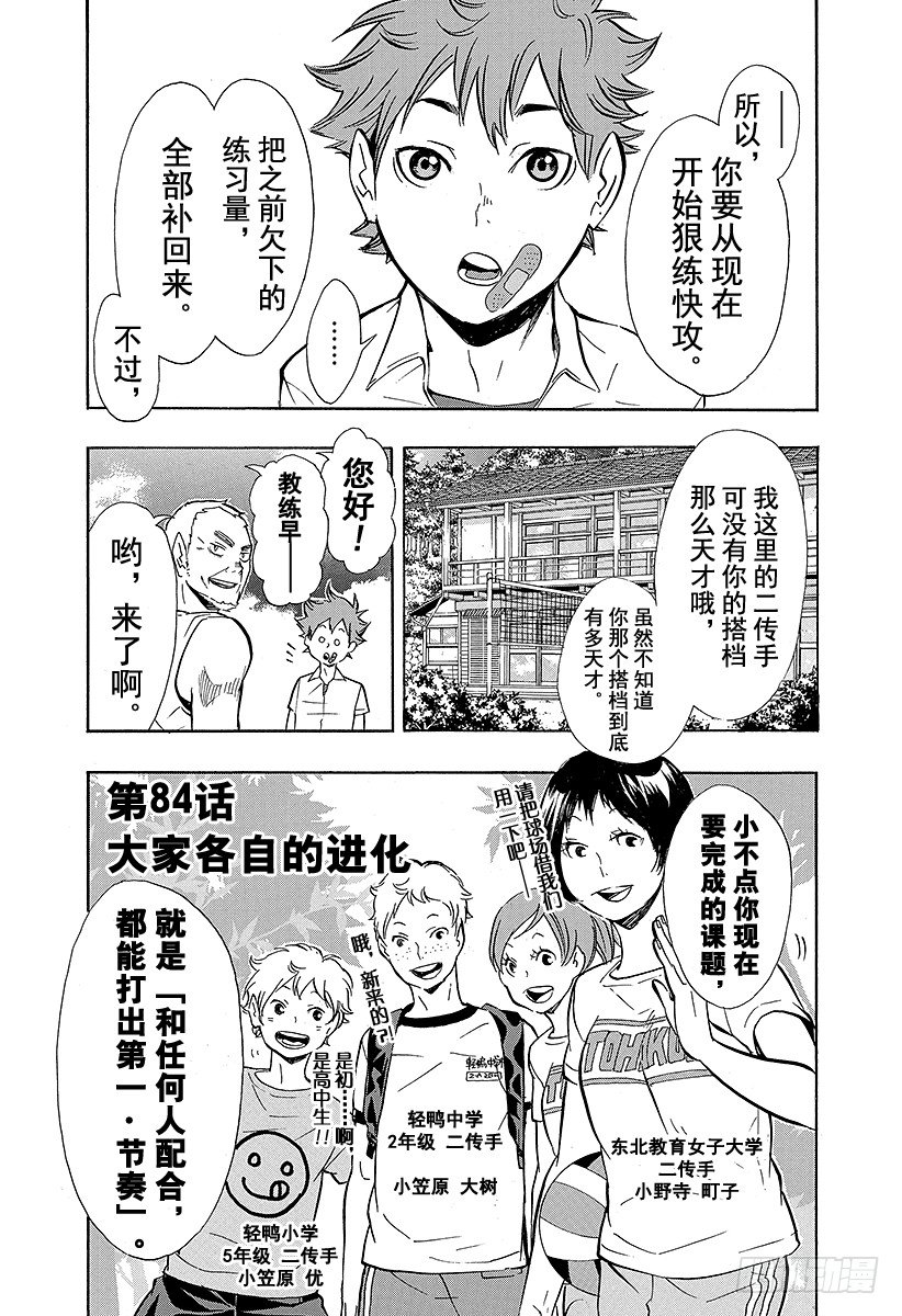 《排球少年！！》漫画最新章节第84话 各自的进化免费下拉式在线观看章节第【1】张图片