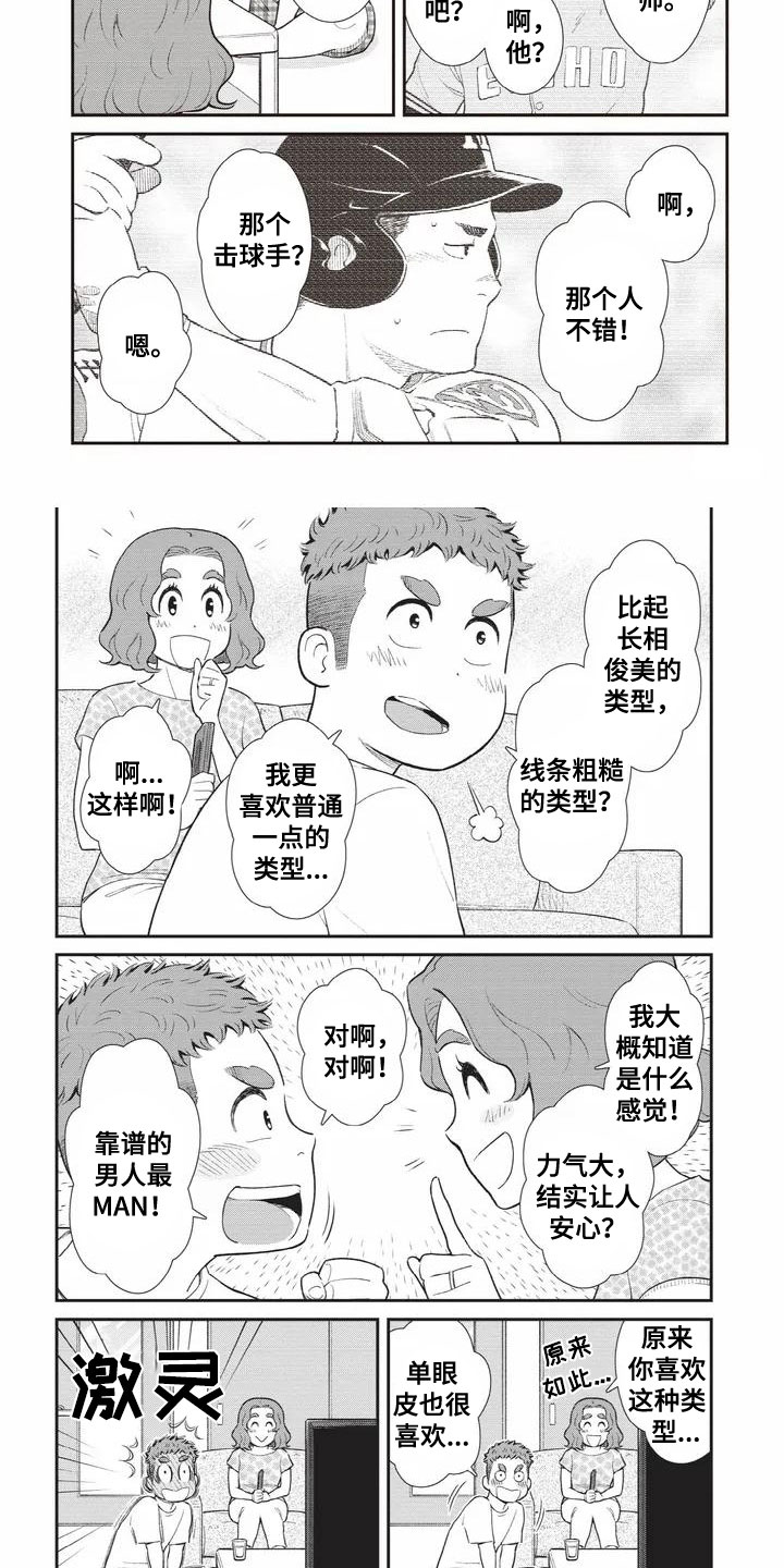 《儿子是个钙》漫画最新章节第2章：喜欢的类型免费下拉式在线观看章节第【2】张图片