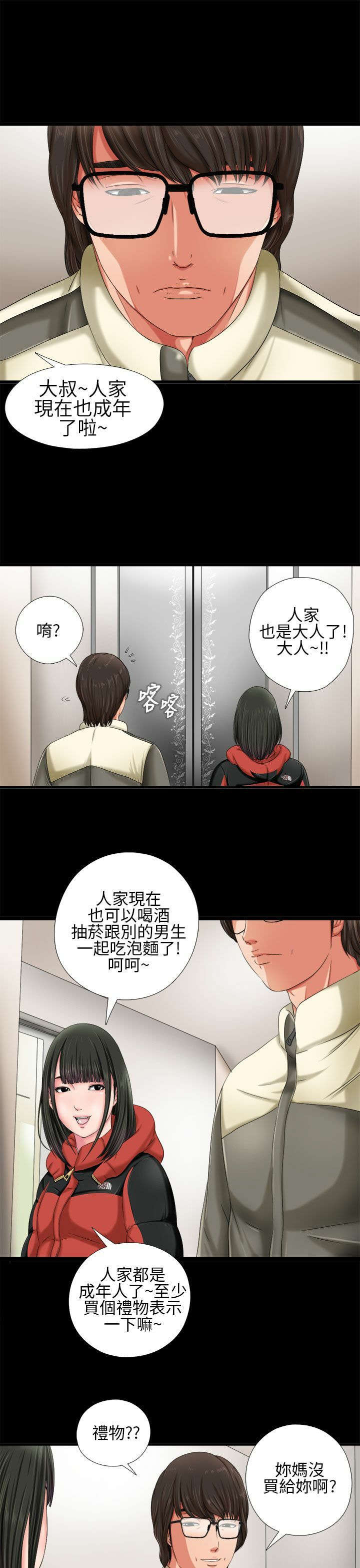 《隔壁练习生》漫画最新章节第2章：电梯免费下拉式在线观看章节第【13】张图片